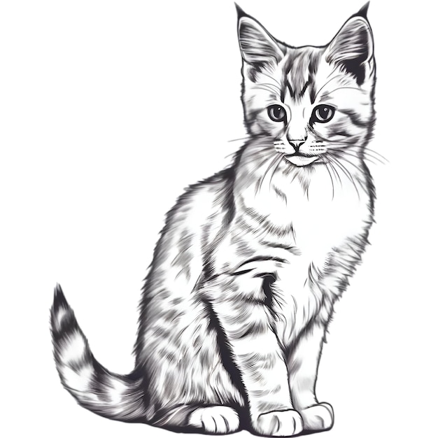 A cute kitten drawing Portrait drawing of a kitten in a minimalist style