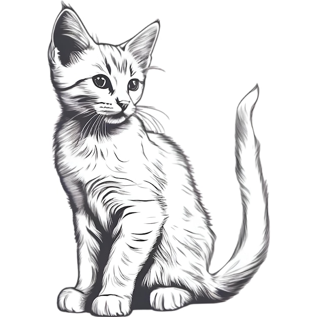 A cute kitten drawing Portrait drawing of a kitten in a minimalist style