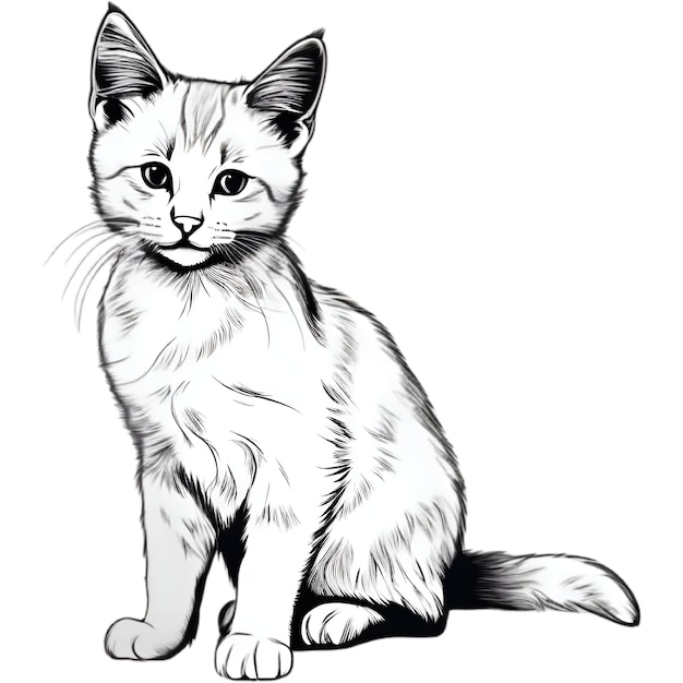 A cute kitten drawing Portrait drawing of a kitten in a minimalist style