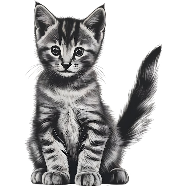 A cute kitten drawing Portrait drawing of a kitten in a minimalist style