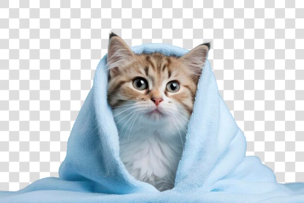 Cute kitten wrapped in blanket