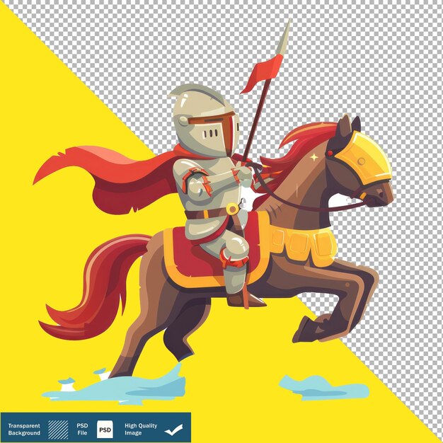 PSD cute knights jousting in tournament cartoon vector transparent background png psd