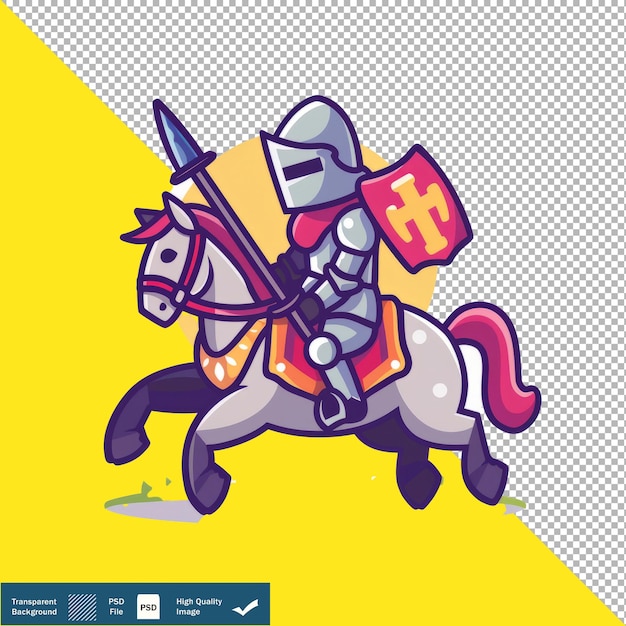 PSD cute knights jousting in tournament cartoon vector transparent background png psd