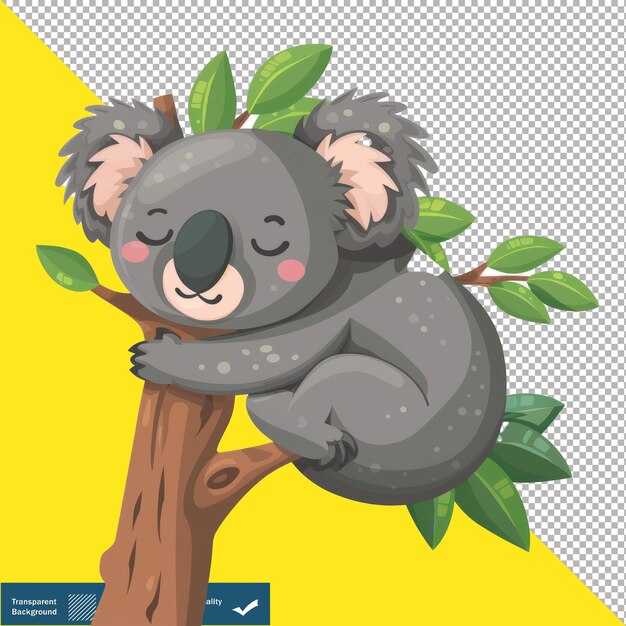 PSD cute koala climbing cartoon vector illustration transparent background png psd