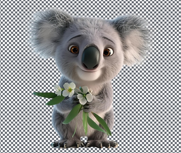 PSD cute koala isolated on transparent background