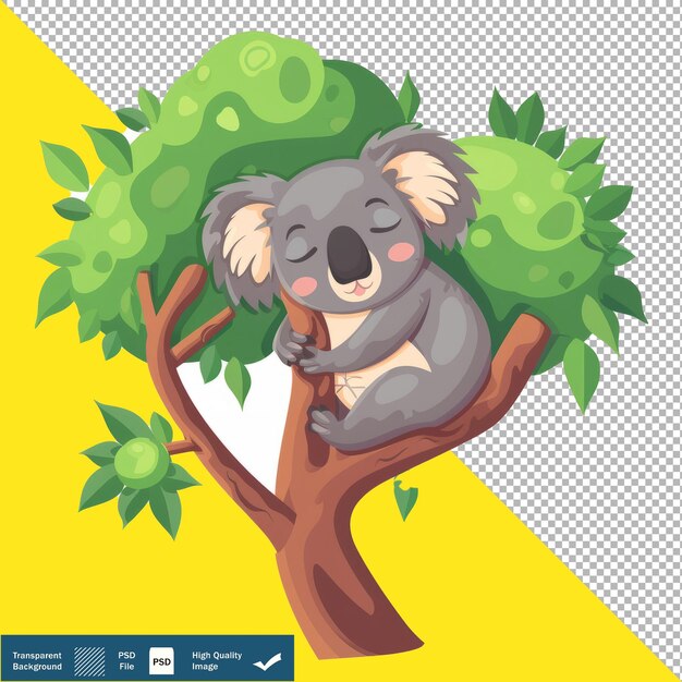 PSD cute koala traveler exploring forest cartoon vector transparent background png psd