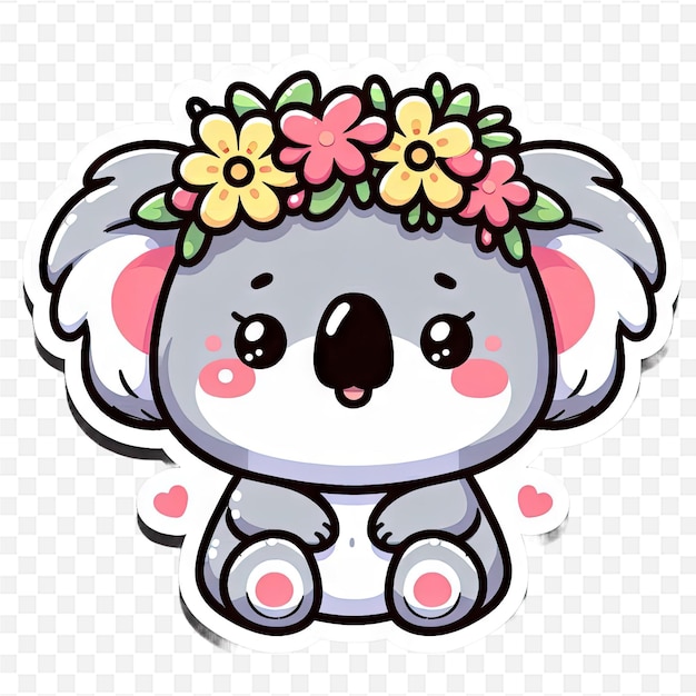 a cute koala with a flower on its head