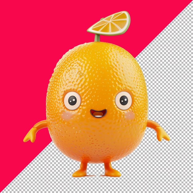 PSD cute kumquat character isolated transparent background png psd