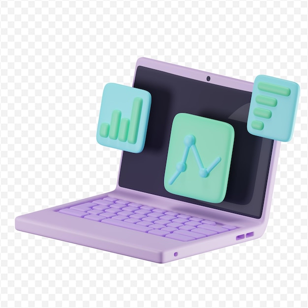 Cute laptop with business charts and graphs