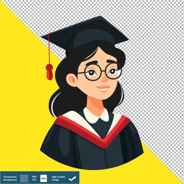 Cute Librarian Graduation Cartoon Vector transparent background PNG PSD