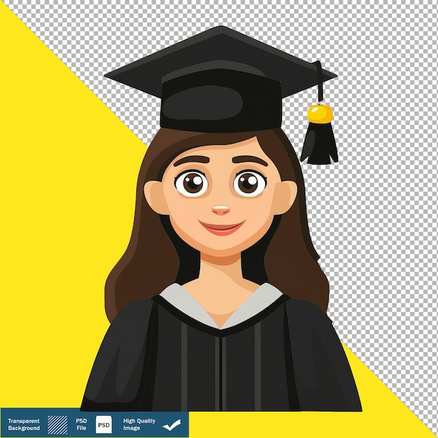 Cute Librarian Graduation Cartoon Vector transparent background PNG PSD