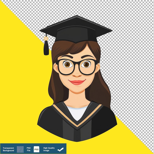 Cute Librarian Graduation Cartoon Vector transparent background PNG PSD