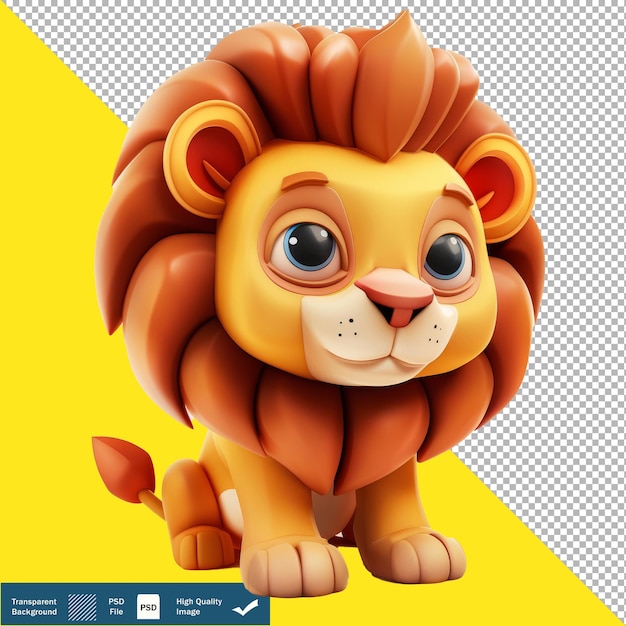 Cute Lion 3D Isometric Render transparent background PNG PSD