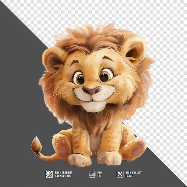 Cute lion animal without background with HD quality