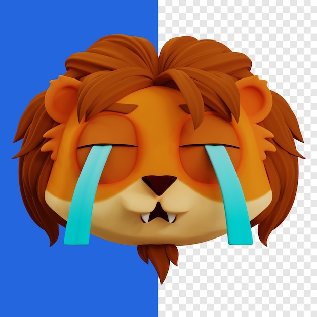 PSD cute lion cry 3d emoji