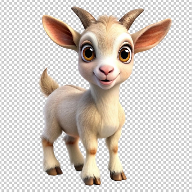 PSD cute little animated goat transparent background