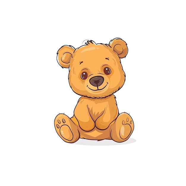 A Cute Little Bear Sitting Cartoon Illustration