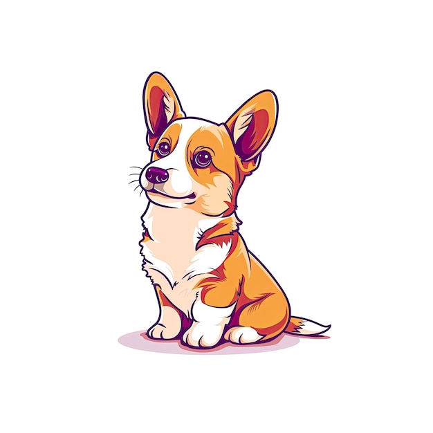 A Cute Little Dog Sitting Cartoon Illustration