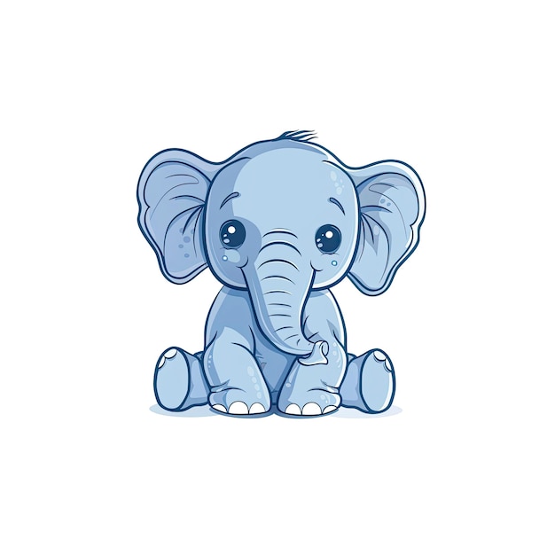 PSD a cute little elephant sitting cartoon illustration