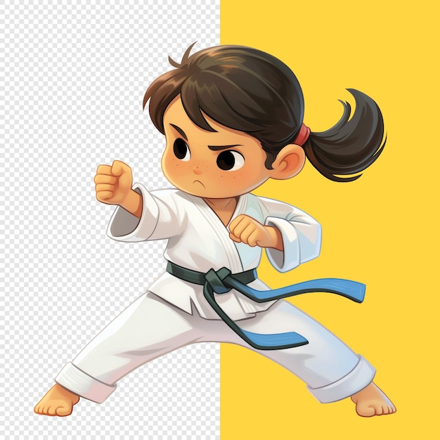 PSD cute little girl practice karate