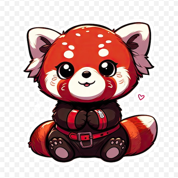 PSD a cute little panda with a heart on his chest