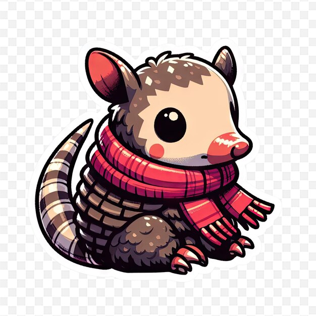 PSD a cute little rat with a scarf around its neck