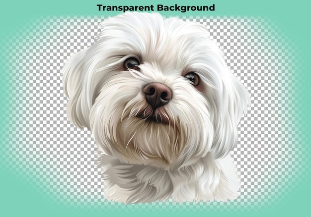 Cute Maltese dog isolated on transparent background