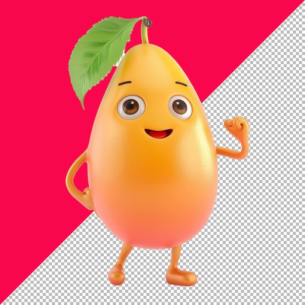 PSD cute mango character 3d render transparent background png psd