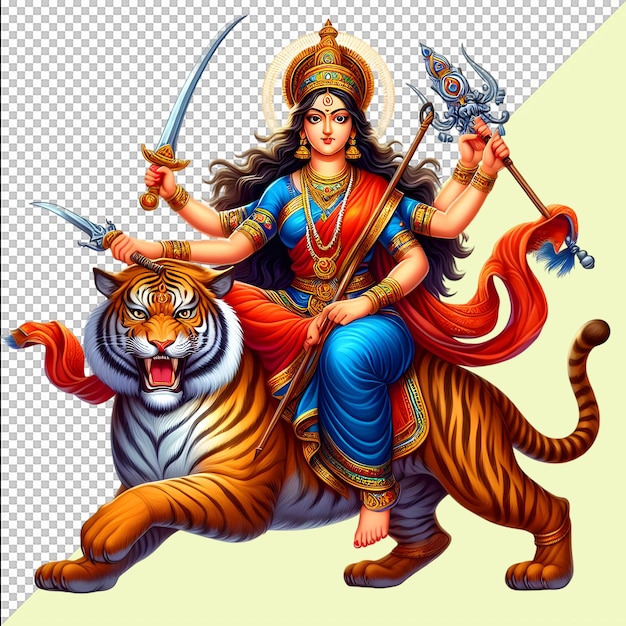 PSD cute mata rani maa sherawali beautiful durga maa png on transparent background free