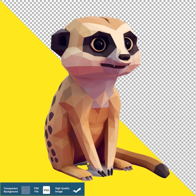 Cute Meerkat 3D Isometric Render transparent background PNG PSD