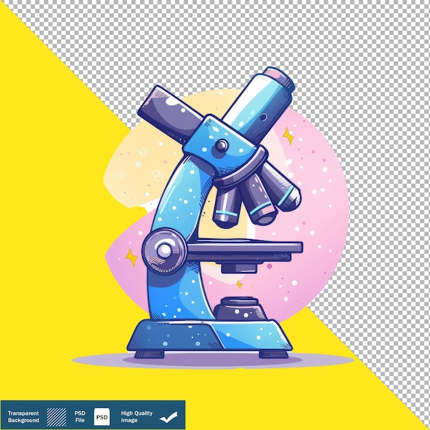 Cute Microscope Cartoon Vector Icon transparent background PNG PSD