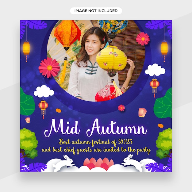 Cute mid autumn festival banner with for mid-autumn festival celebration, happy holiday