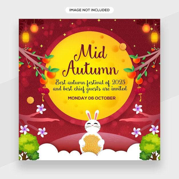 Cute mid autumn festival banner with for mid-autumn festival celebration, happy holiday