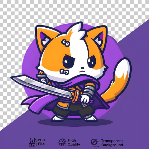 PSD cute ninja dog cartoon character in vector style