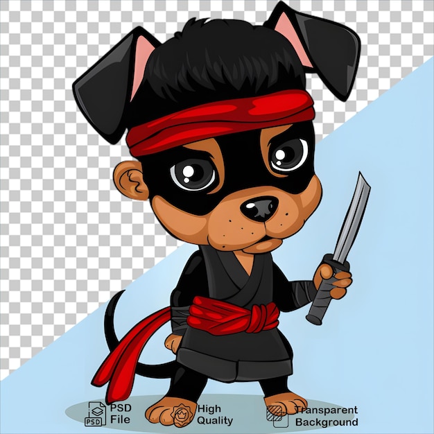 Cute Ninja Dog Cartoon Character in Vector Style