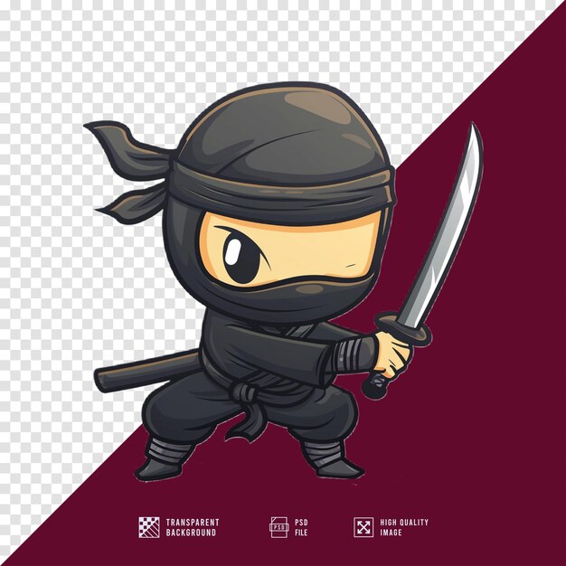 PSD cute ninja vector without background hd quality