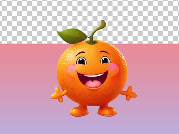 PSD cute orange fruit happy cartoon character