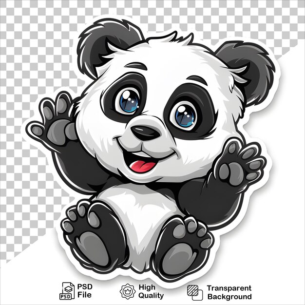 PSD cute panda sticker in cartoon illustration design