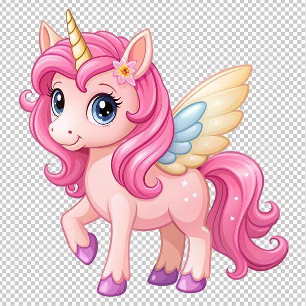 PSD cute pink fairy unicorn transparent background