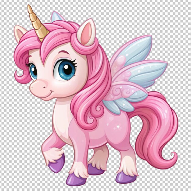 PSD cute pink fairy unicorn transparent background