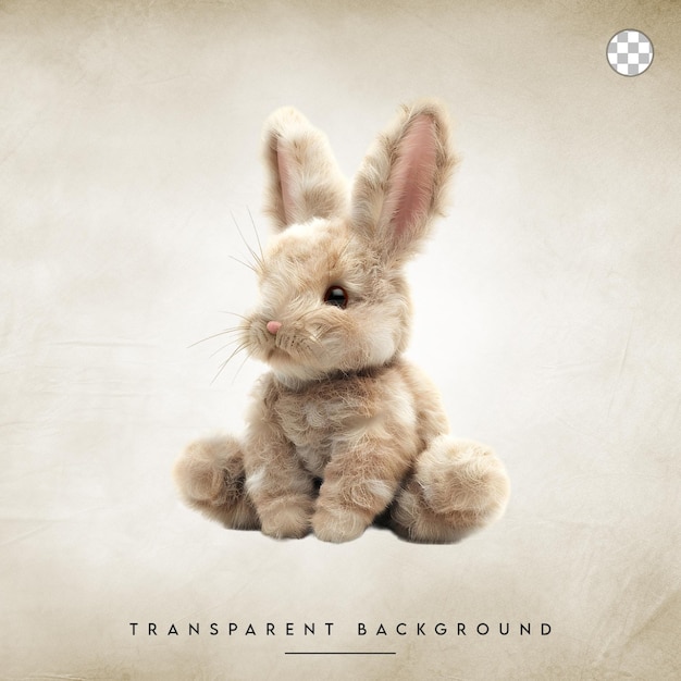 PSD cute plush bunny toy isolated on transparent background