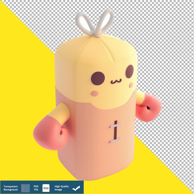 Cute Punching Bag Isometric Render Transparent Background PNG PSD