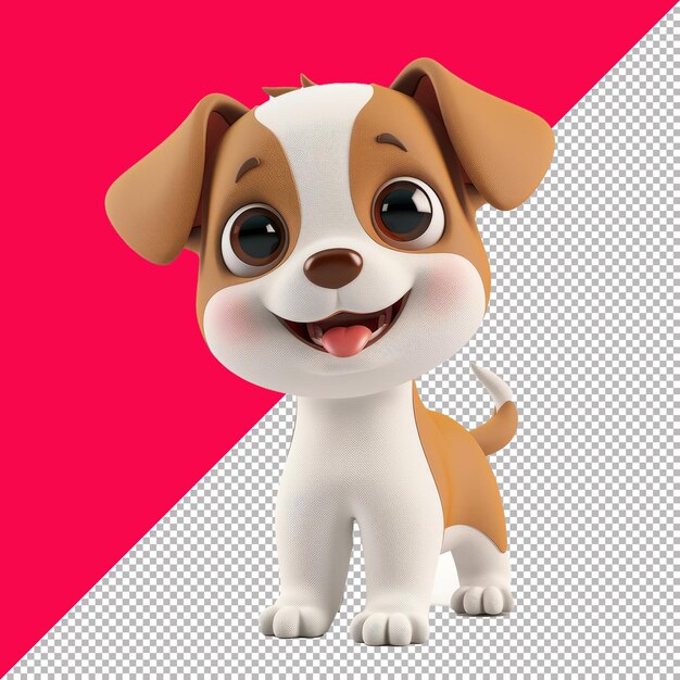 PSD cute puppy 3d cartoon isolated render transparent background png psd