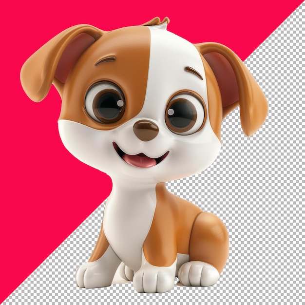 PSD cute puppy 3d cartoon isolated render transparent background png psd