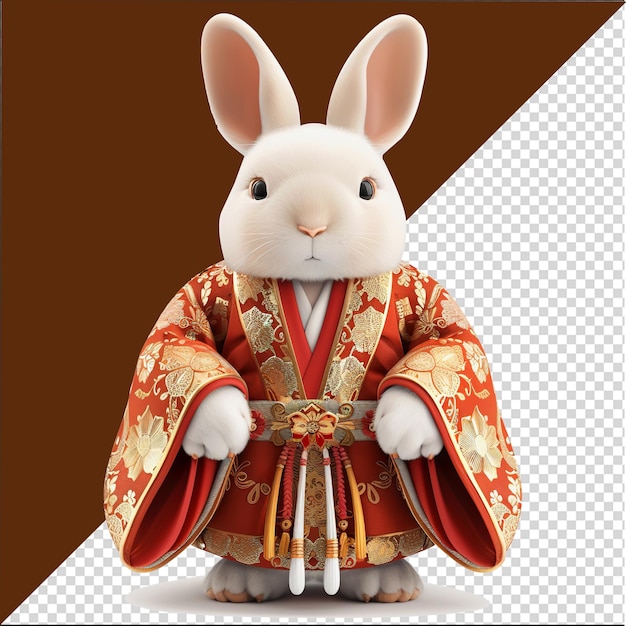 Cute rabbit cartoon illustration wearing chinese traditional clothing rabbit chinese new year