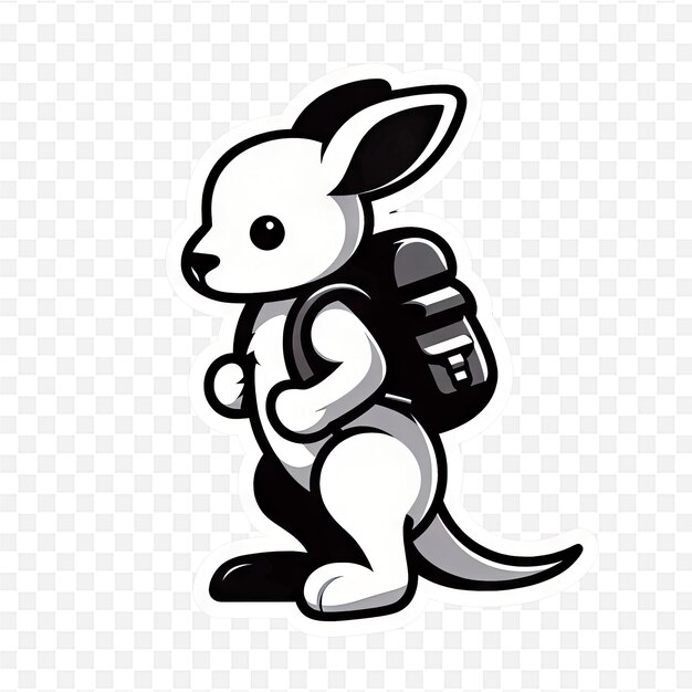 PSD a cute rabbit with a backpack and a backpack