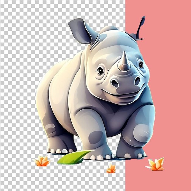 Cute rhinoceroses family on a white background Vector illustration with cute African animals in cartoon style