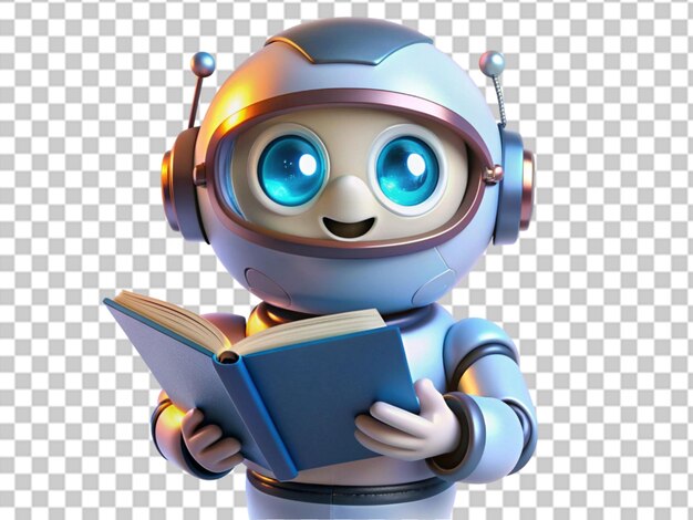 PSD cute a robot chatbot reading book