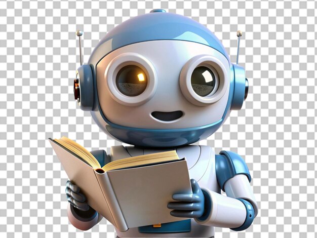 PSD cute a robot chatbot reading book