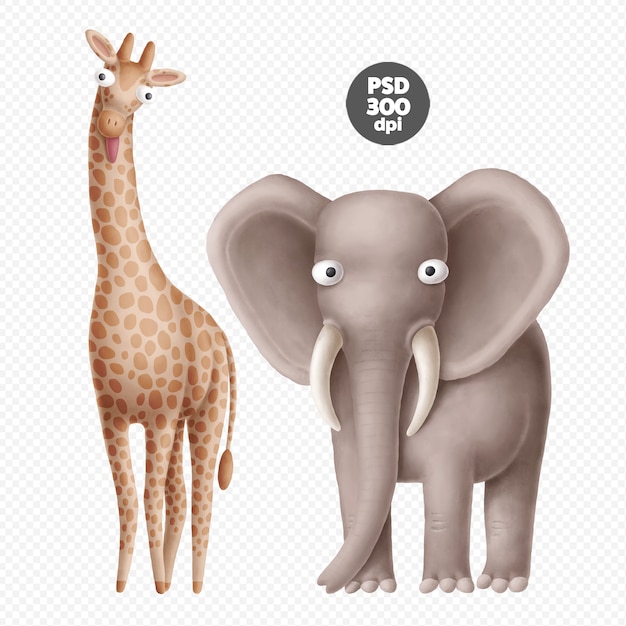 Cute safari animals characters isolated